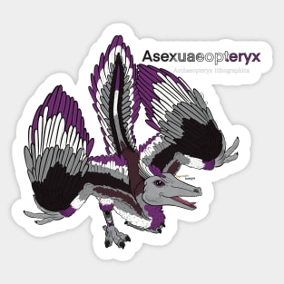 Asexuaeopteryx w/Text - Asexual Pride Archaeopteryx Sticker